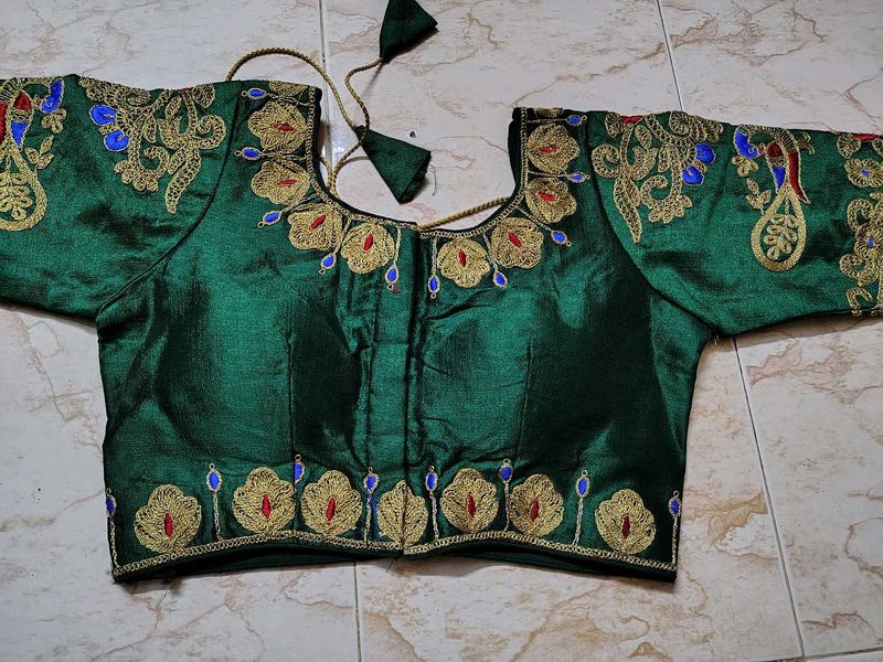 Emerald Green Embroidered Blouse