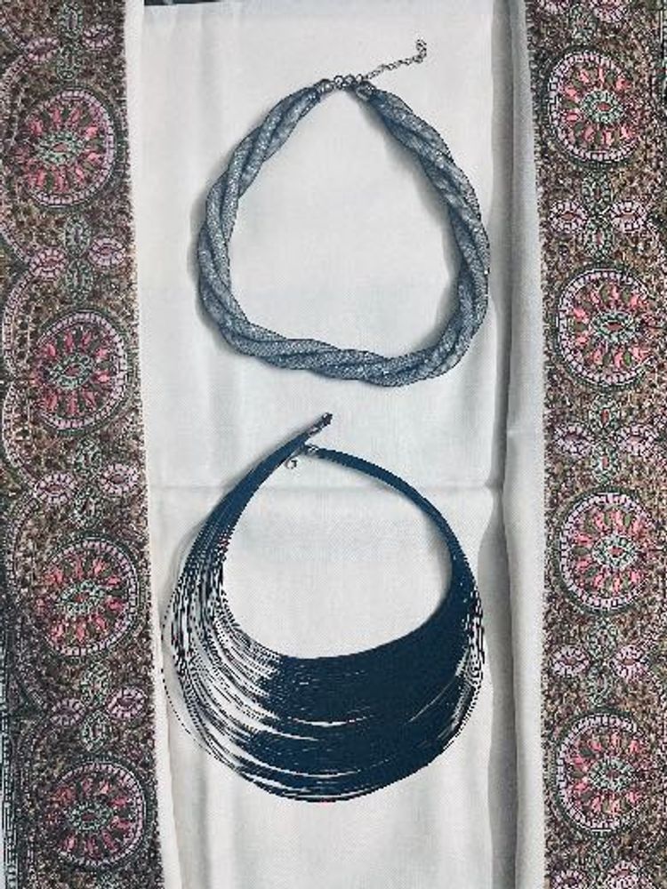 Set of Two Party Necklace Elegant Twisted &amp; Fringe