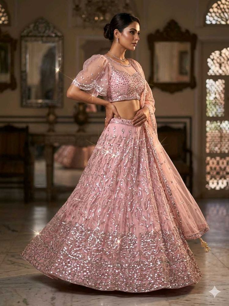 Stunning Pink Sequinned Lehenga Choli
