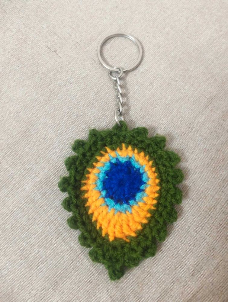 Handmade Peacock Feather Keychain