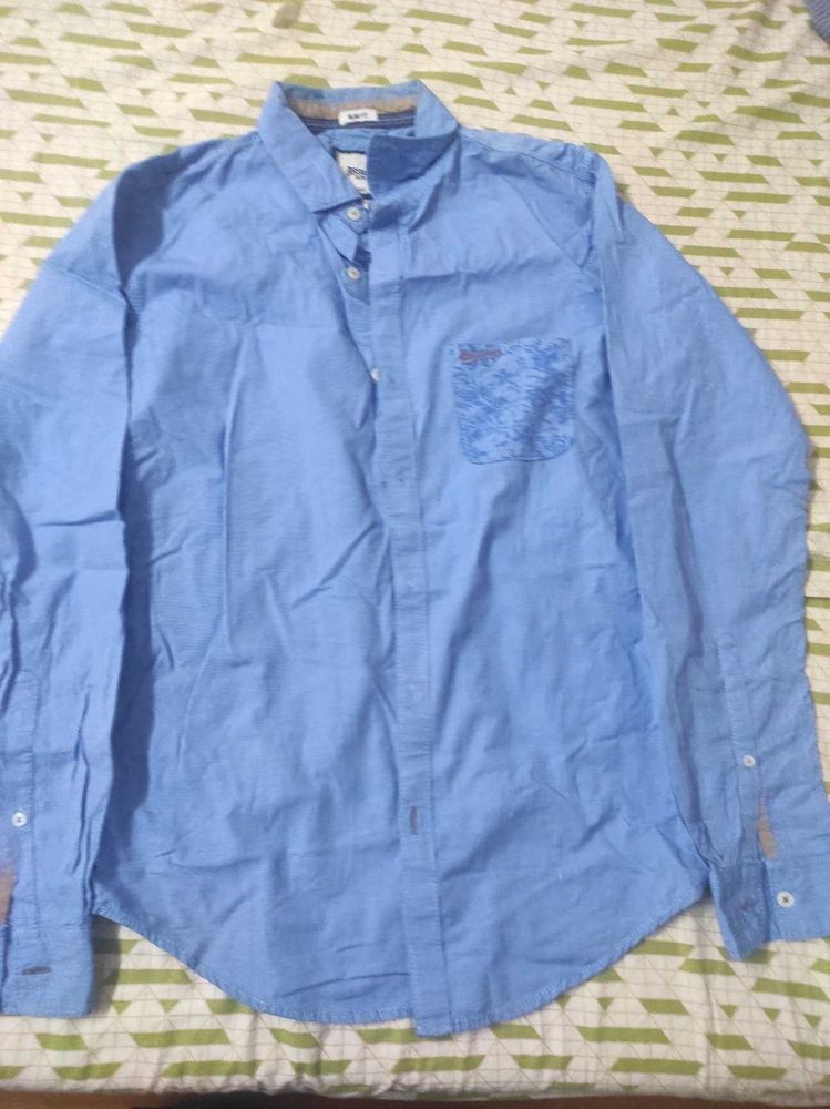 Basics Brand Small Size Blue Casual Shirt