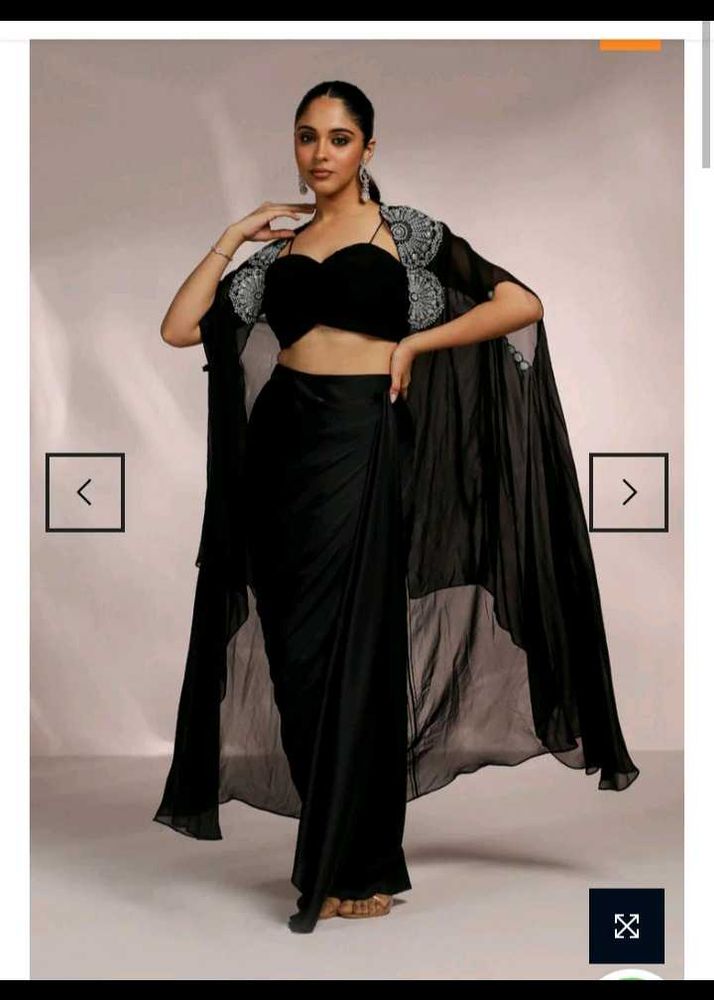 Elegant Black drap dress with Cape Style Jacket