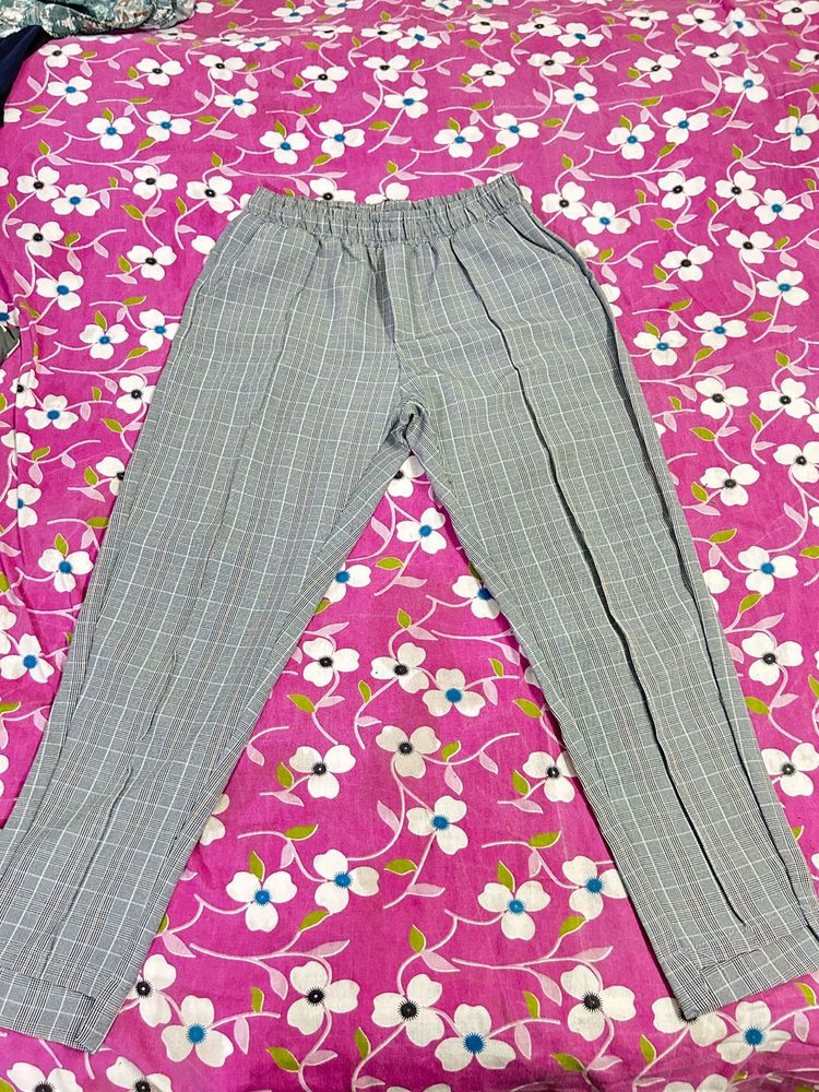 Grey Plaid Trousers