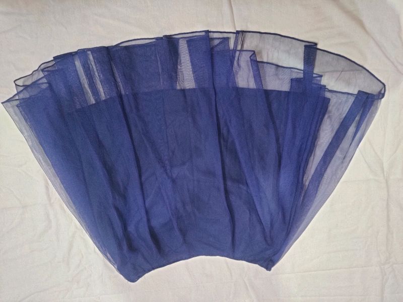 Blue Flared Net Skirt