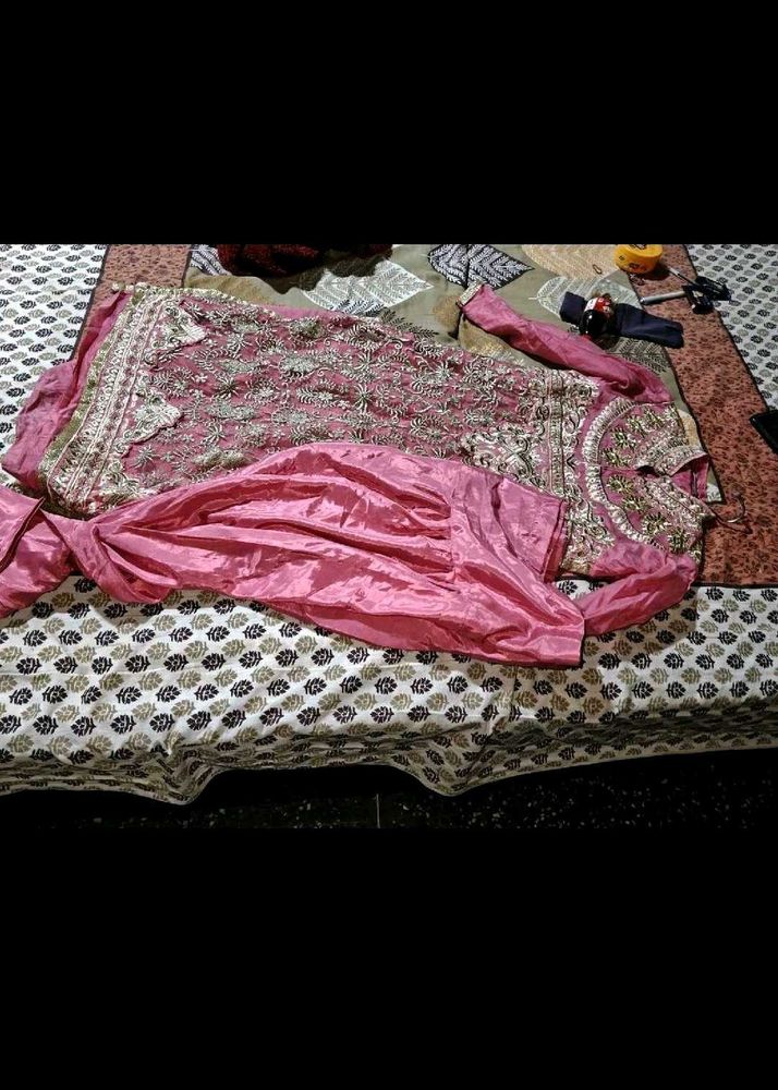 pink embroidery kurta with payajami