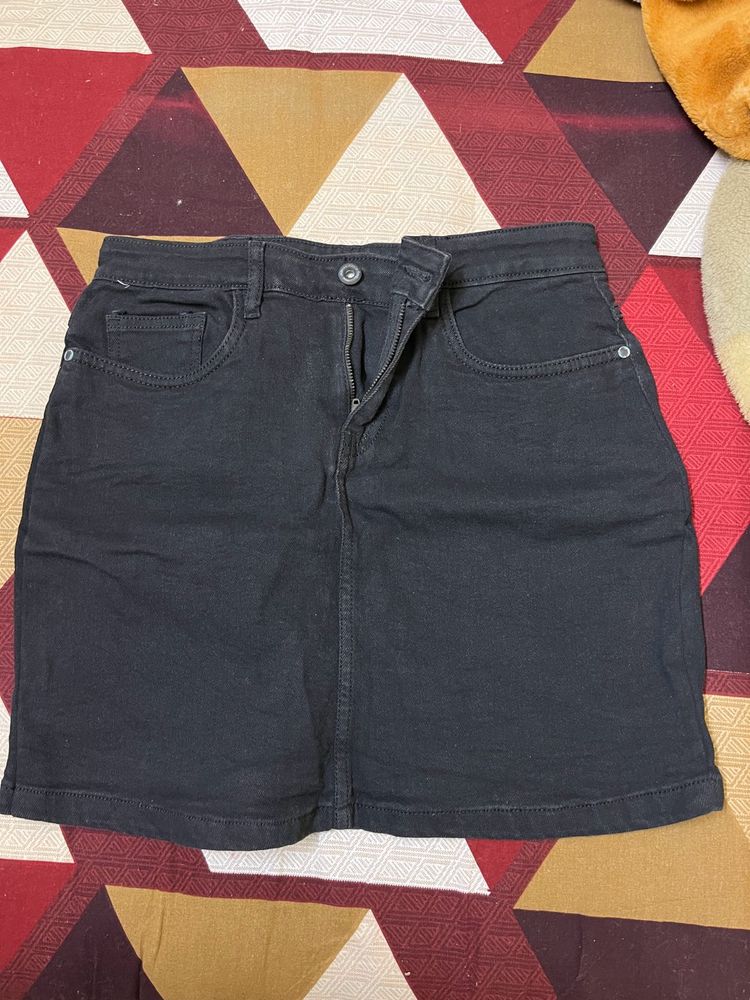 B1G1 Black Denim Mini Skirt