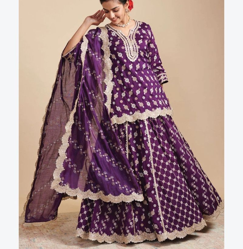 Stunning Purple Embroidered Lehenga Choli