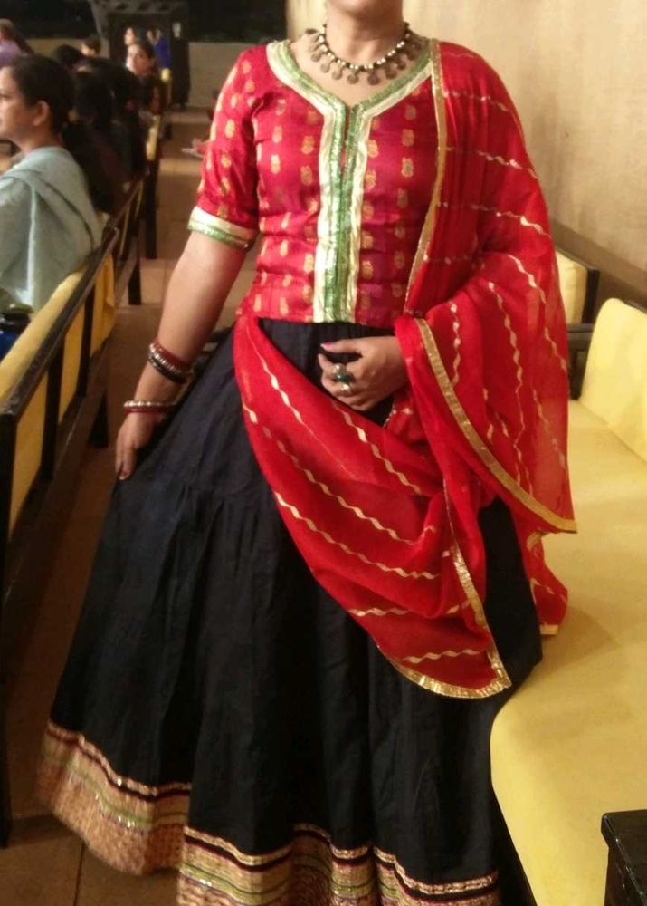 Beautiful Red &amp; Black Lehenga Choli Set