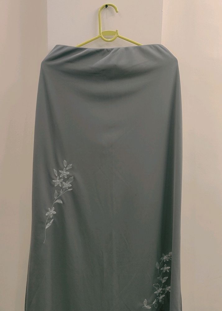 dOlive Green Long Skirt With Velvet Design