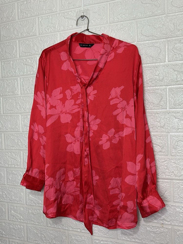 Stylish Red Floral Print Top