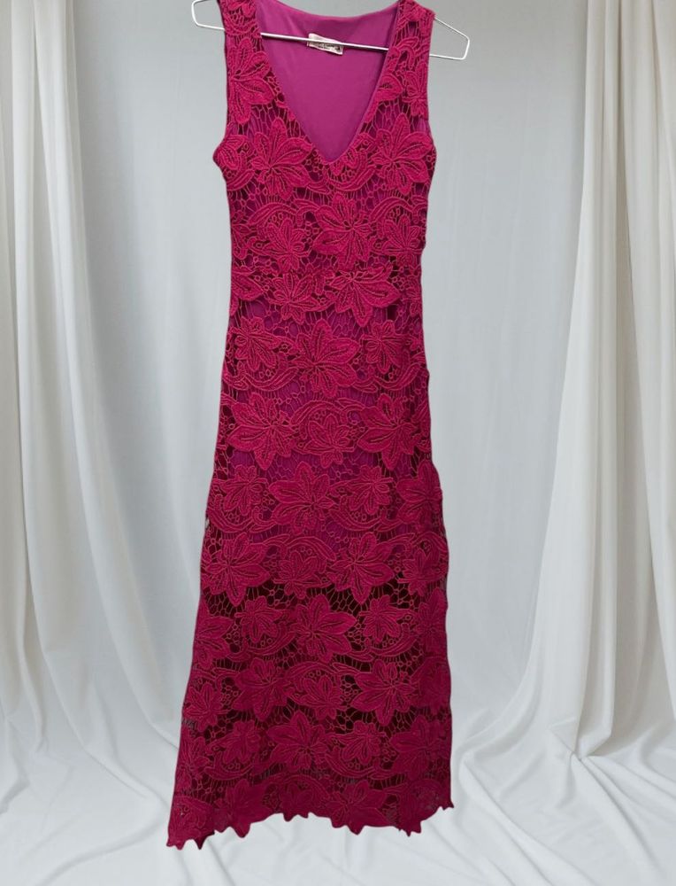 Magenta Lace Maxi Dress