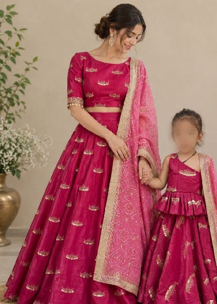 Twinning Magenta Gota Patti Baby Pink Dupatta