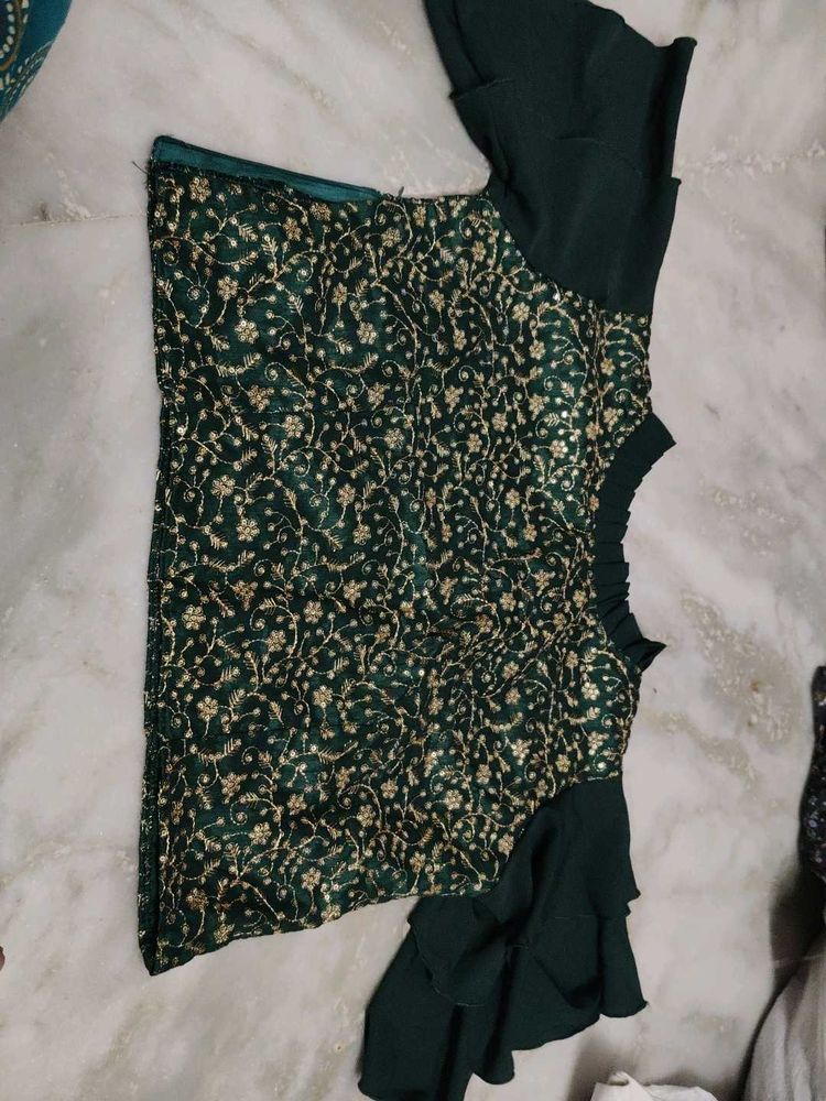 Emerald Green Embroidered Blouse