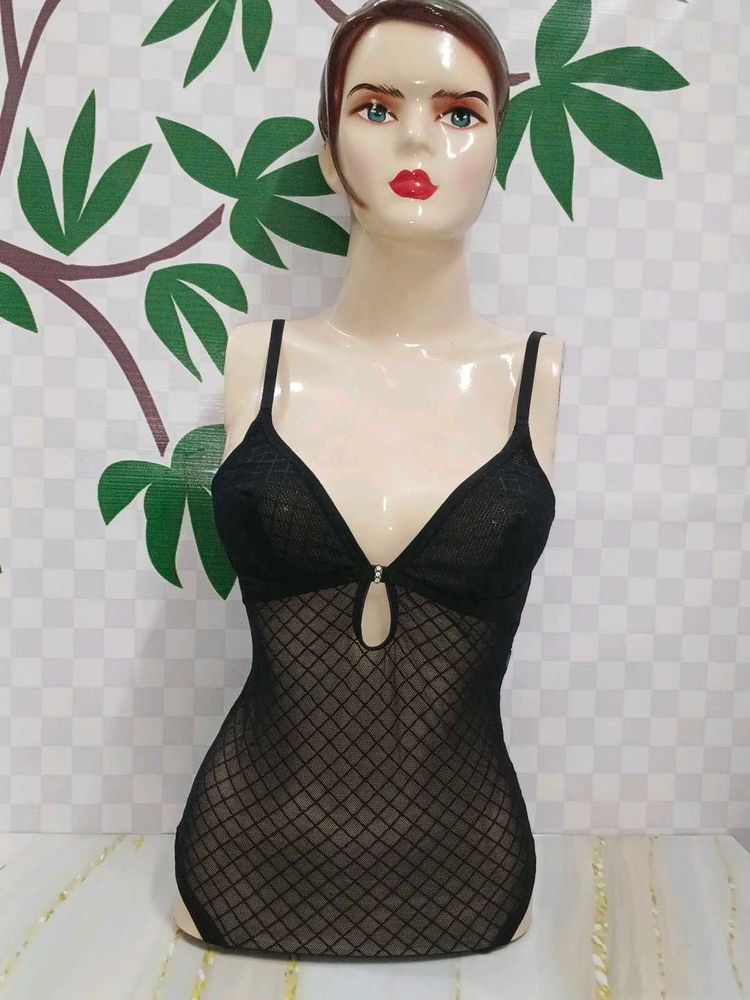 (21)Black Mesh Bodysuit