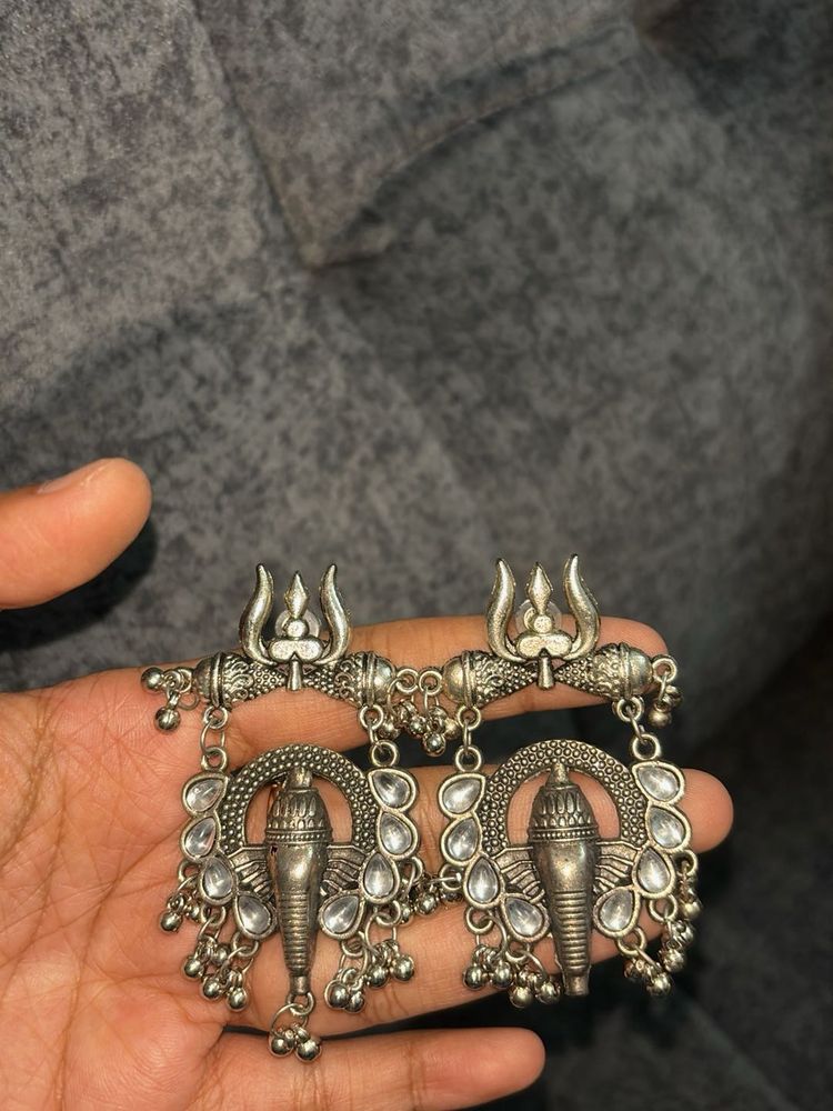 Unique Elephant &amp; Trident Dangle Earrings