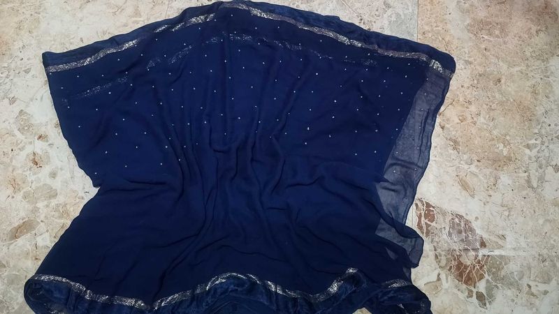 Elegant Navy Blue Embellished Saree