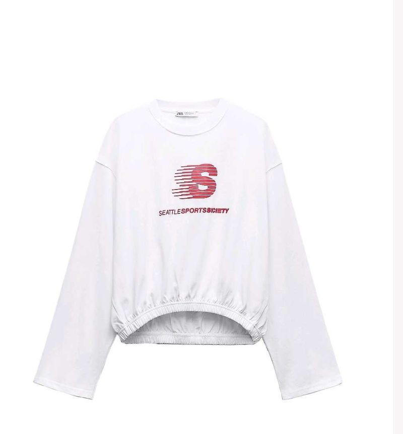 White 'Seattle' Long Sleeve Top from Zara.