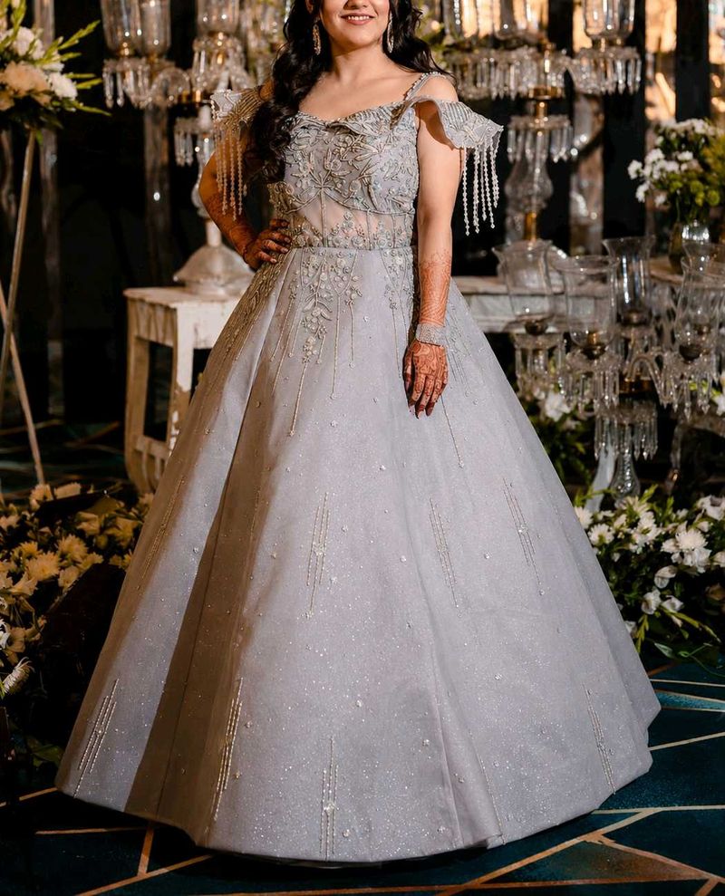 Corset Grey Embellished sangeet Gown