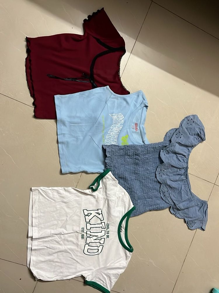 Bundle of 4 Cute Crop Tops(XS)