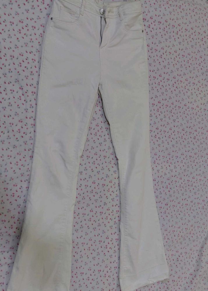 Cream Flared Jeans