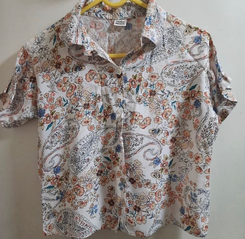 Printed Cropped Shirt