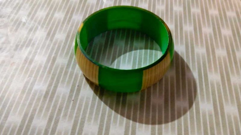 Green &amp; Wood Bangle Bracelet