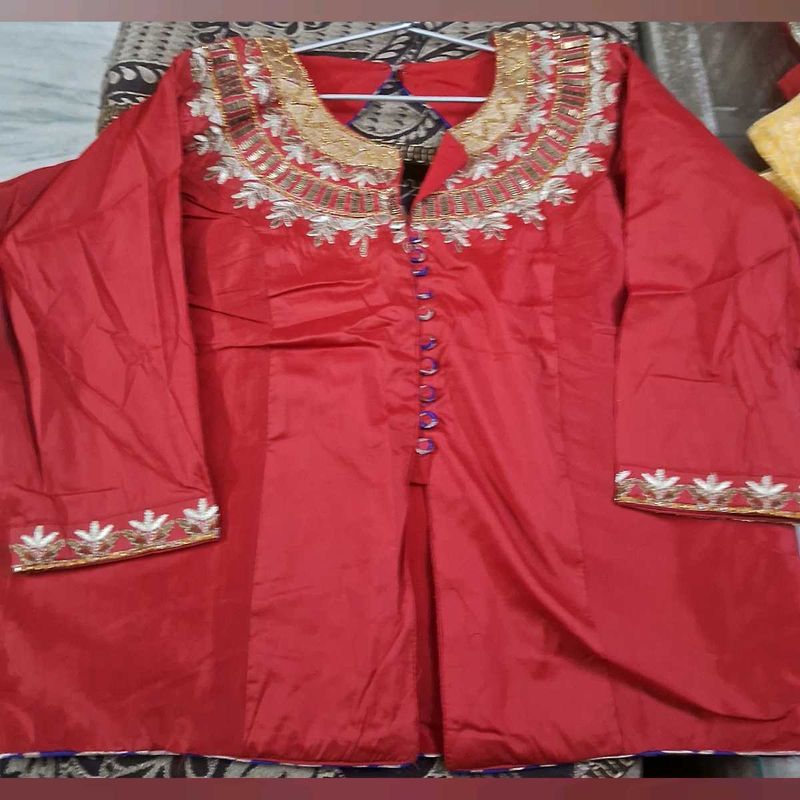 Red Embroidered choli blouse
