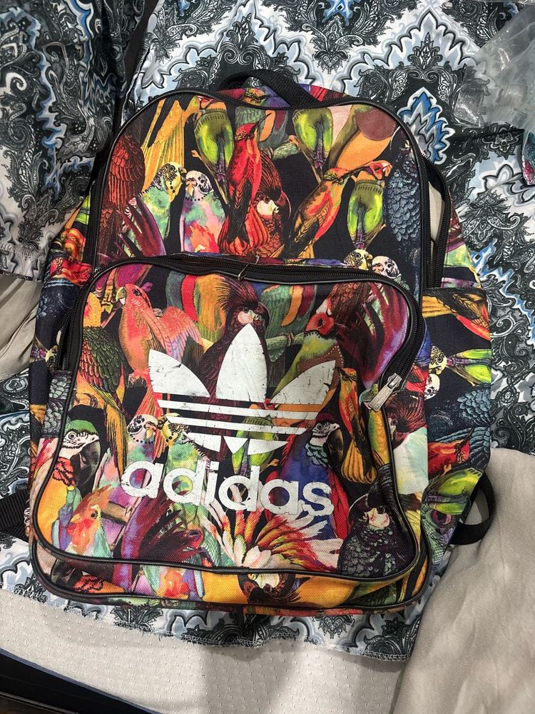 original Adidas Backpack - Colorful Bird Print
