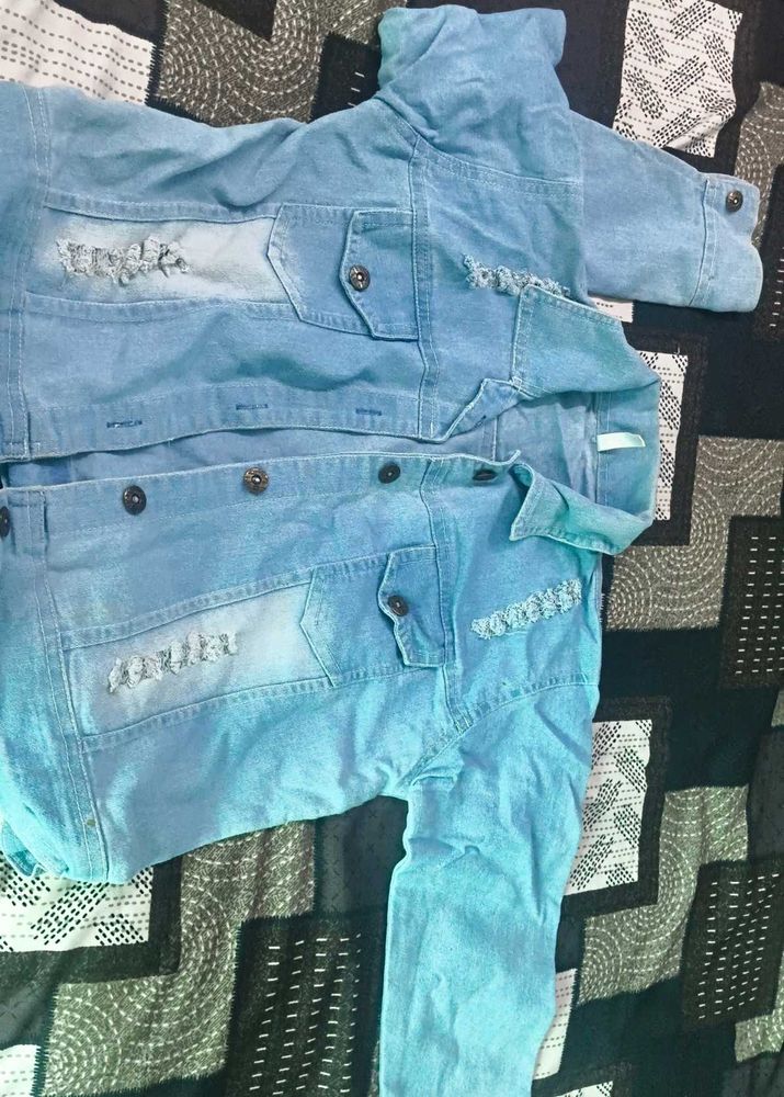 Light Wash Denim Jacket with Distressed Details