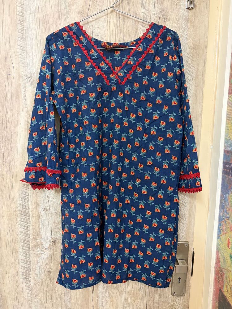 Chic Blue Floral Kurta farshi salwar dupatta set