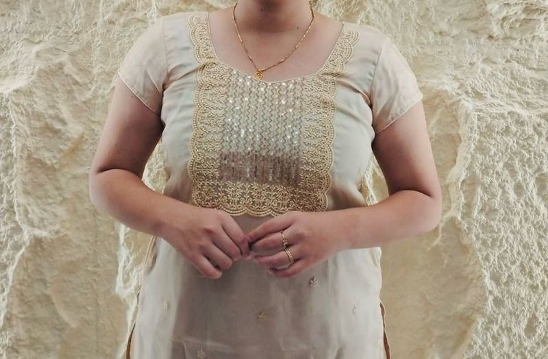 Elegant Cream Embroidered Straight Kurti ✨
