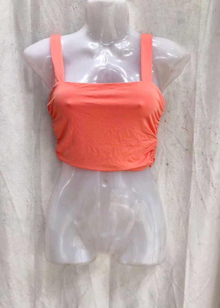 I. Trendy Orange Ruched Crop Top