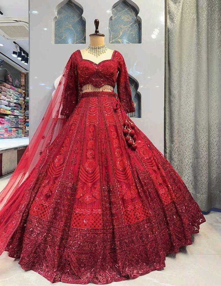 Stunning Red Embroidered Lehenga Choli