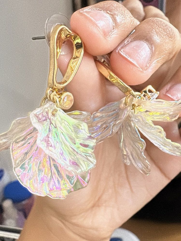 Iridescent Petal Drop Earrings