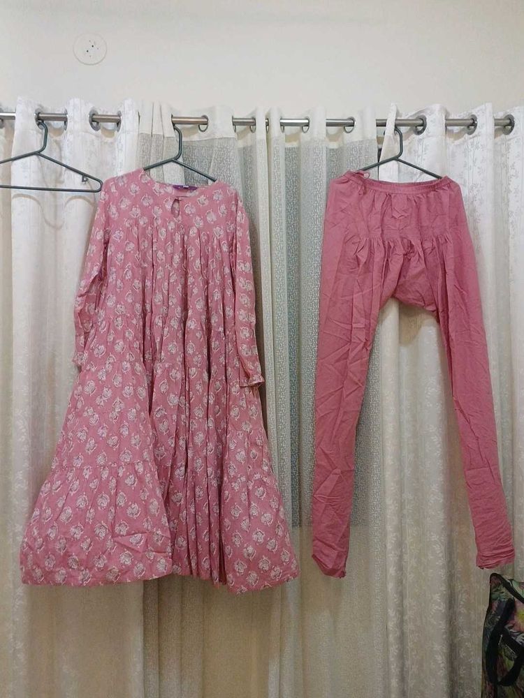 Pink Floral Kurta Set