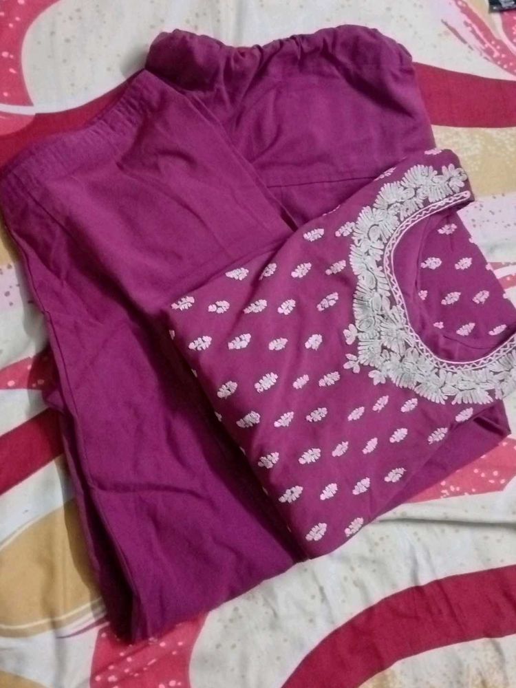 ElegantPurple Embroidered salwar kurti garam suit
