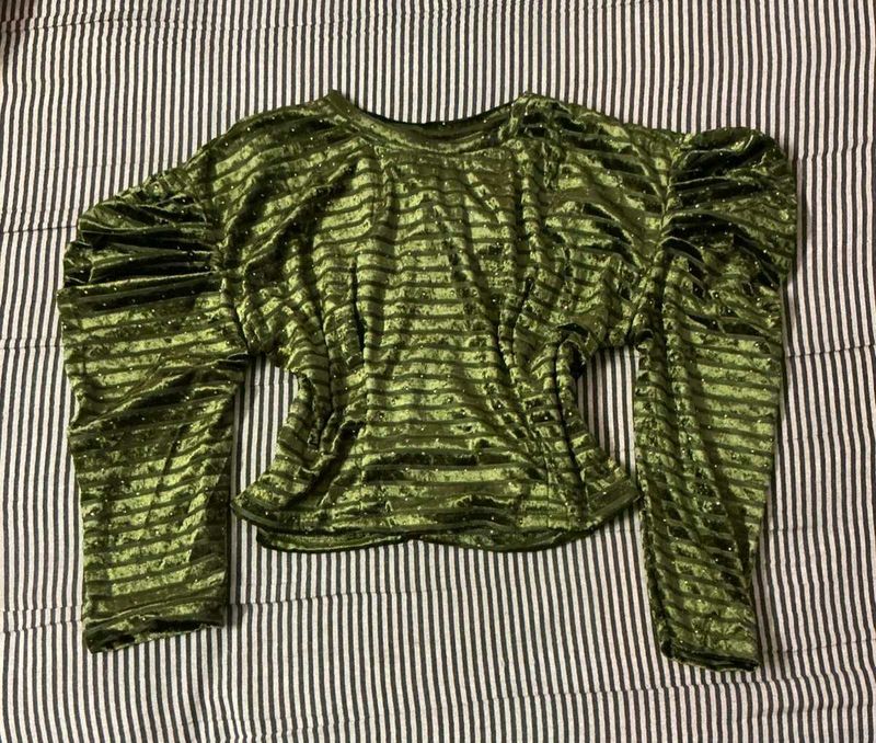 Stylish Velvet Puff Sleeve Top