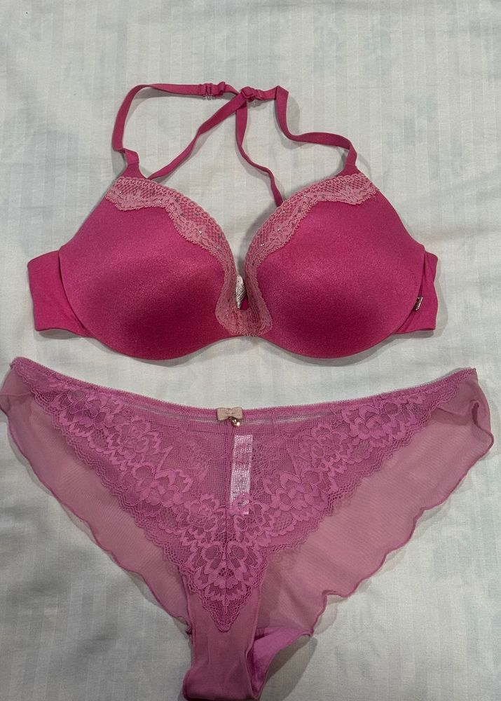 Pink Lace Bra &amp; Panty Set