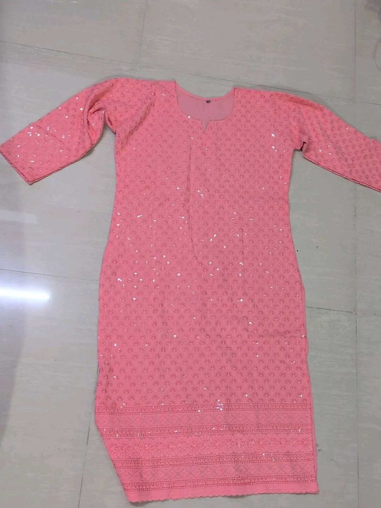 Elegant Pink Sequined Kurta