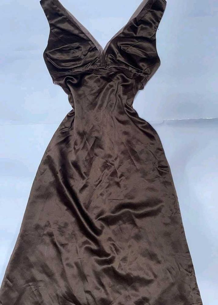 Elegant Satin V-Neck Midi Dress