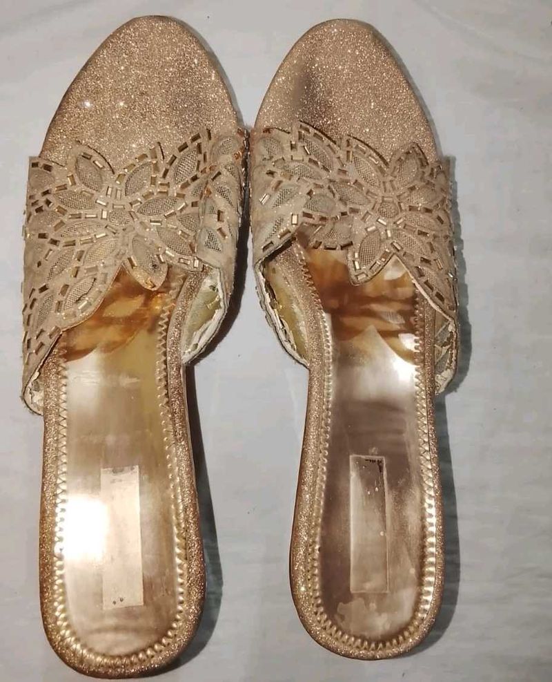 Sparkling Gold Embellished  Sandals