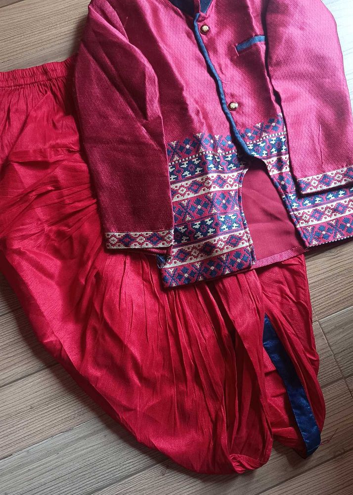 Boy's Red Ethnic Kurta Set