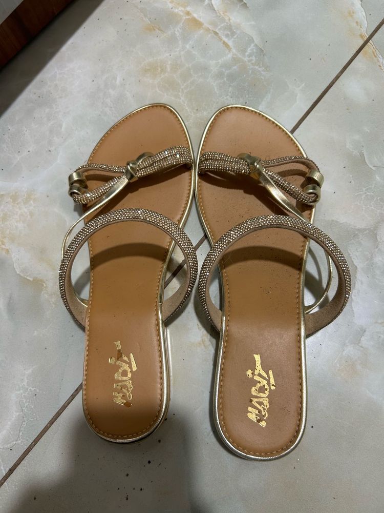 Sparkling Gold Flat Sandals