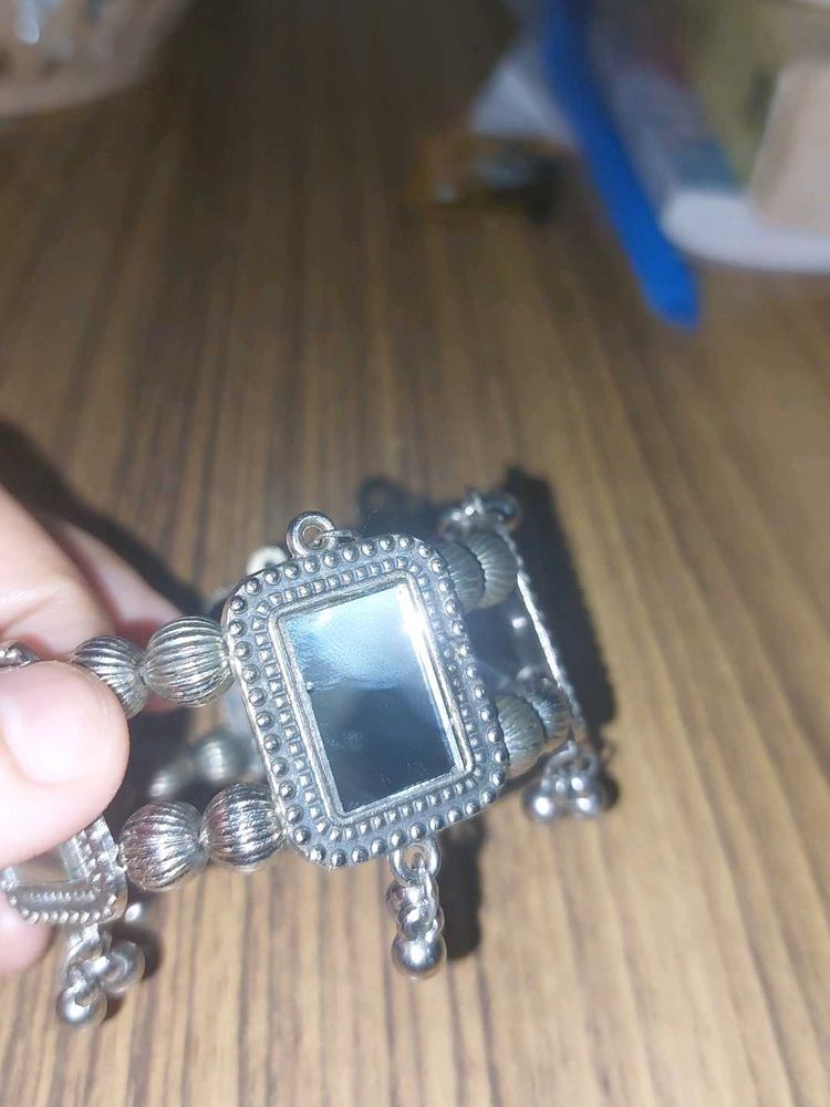 Silver Tone Bracelet with Mirror Detail