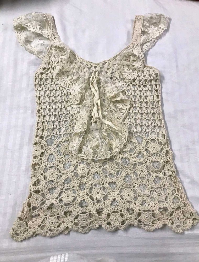 Chic Boho Lace trim Crochet Top🍥🍦
