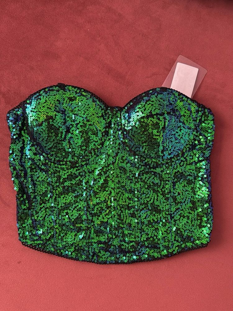 Sparkling Green Sequin Corset Top
