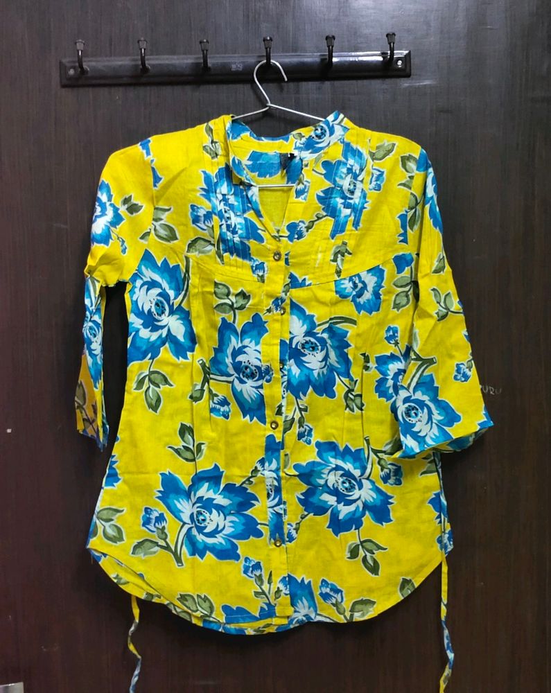 Floral Print Button-Down Top