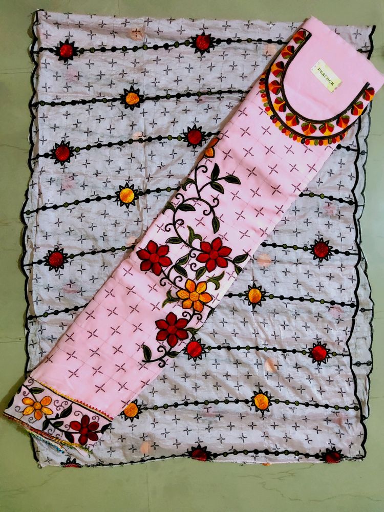 Pink Embroidery Thread Work&amp; Sequin Work Suit