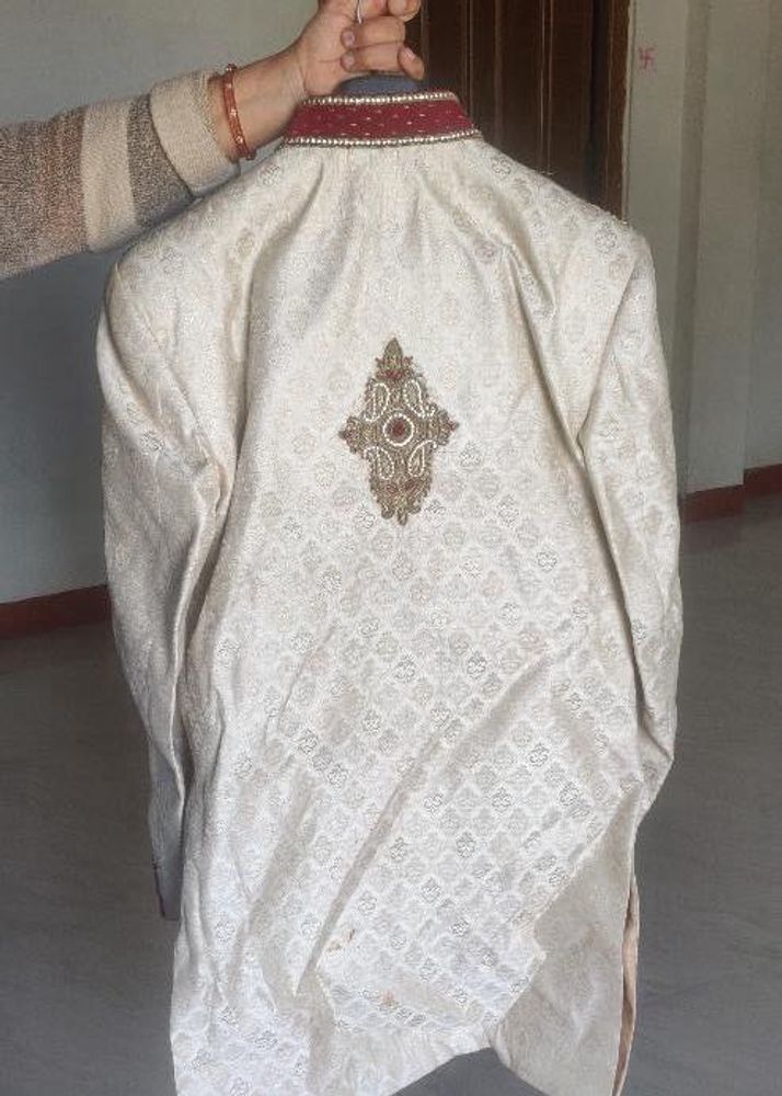 Elegant Cream Embroidered Sherwani