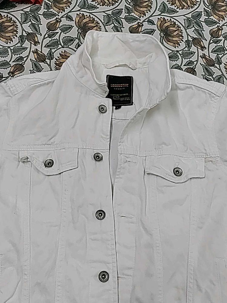 White Casual Denim Jacket